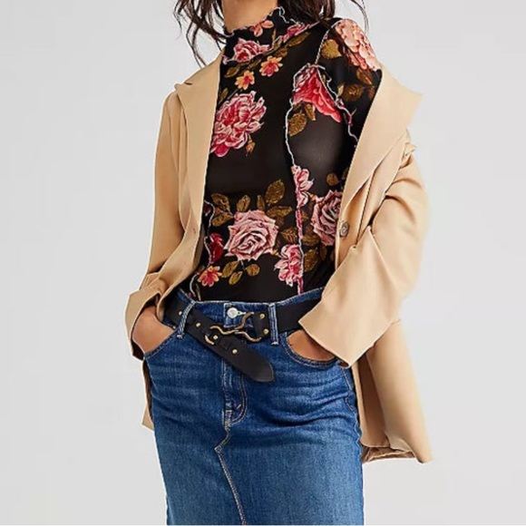 Free People Charlie Printed Mesh Top NWT - Picture 5 of 12